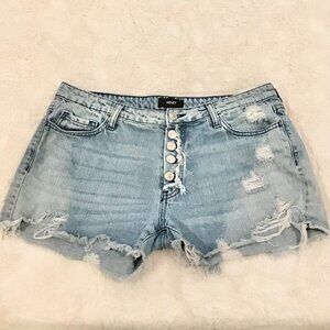 Vervet Large Boyfriend Denim Women’s Shorts Distressed Button Fly